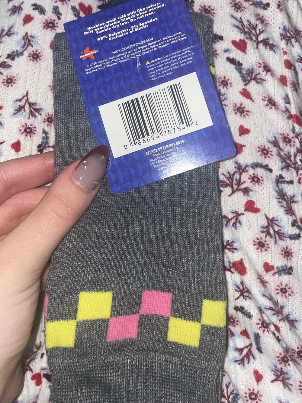 SpongeBob Squarepants Socks Yellow Pink Blue Character Kids